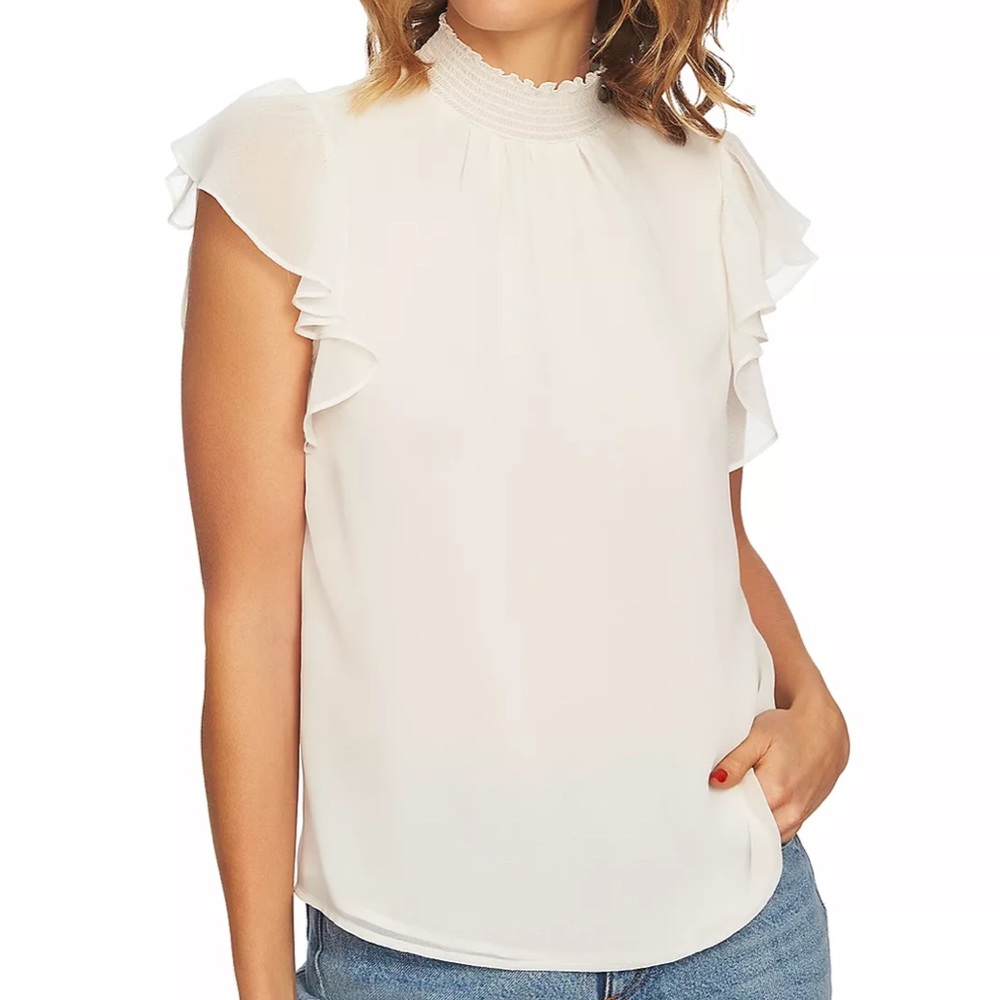 Smocked Flutter-Sleeve Top 1 State size M